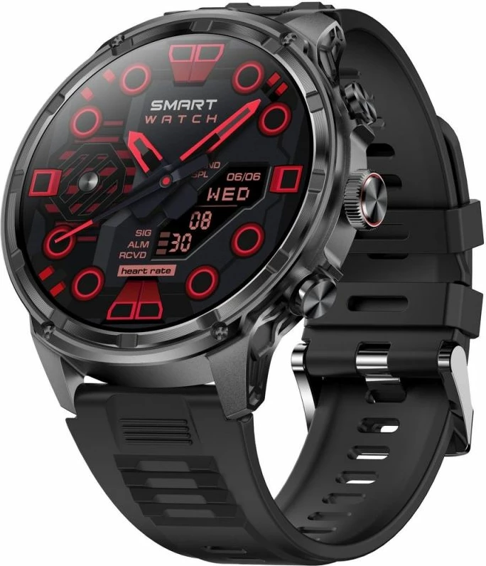 Smartwatch për meshkuj Gravity GT41-1, e zezë, me rrip dhe byzylyk