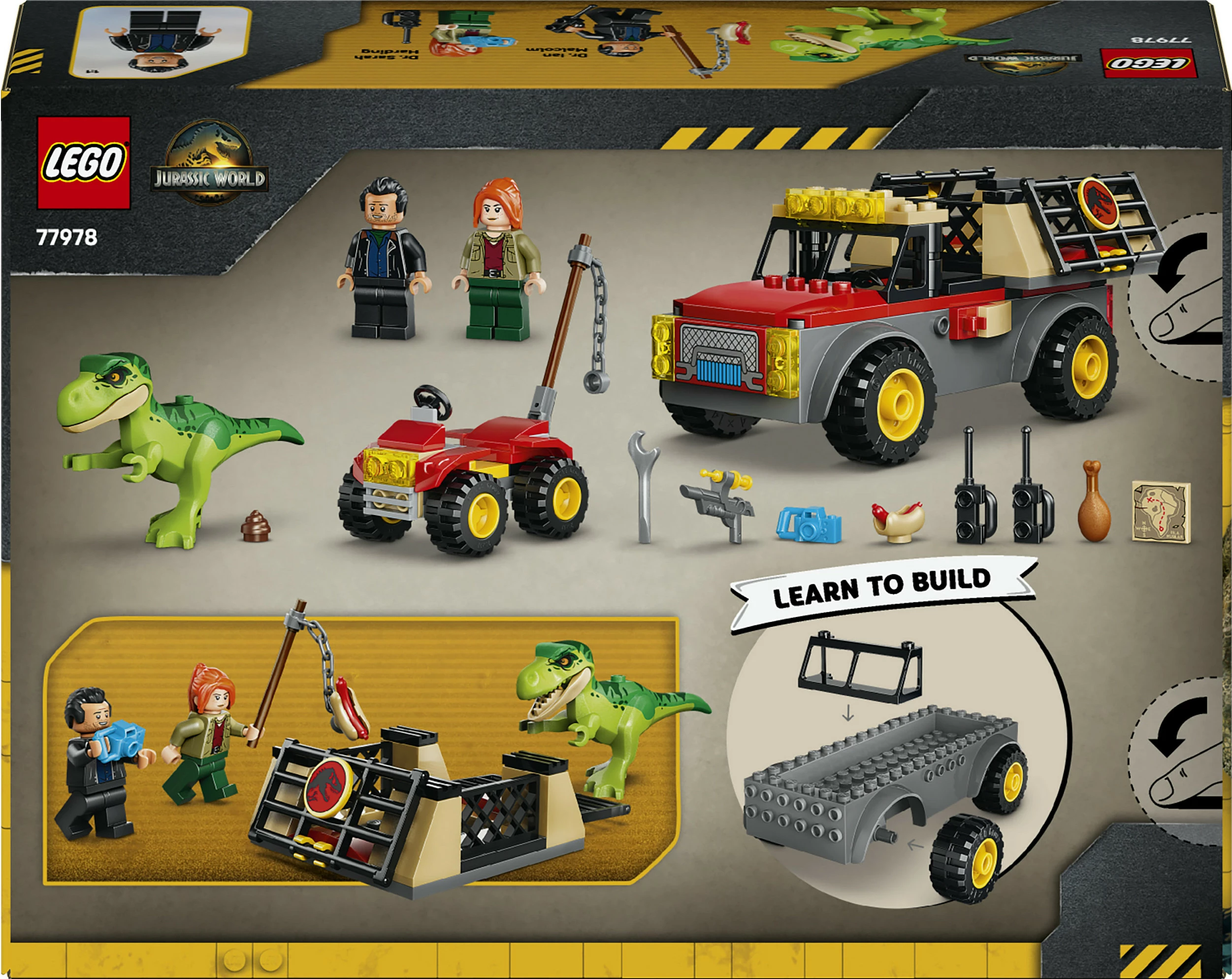 Set LEGO Jurassic World 77978 Young T. rex Transport Truck, 115 copë, kuqe/gri