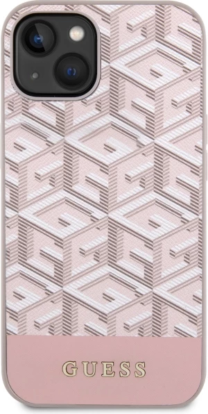 Mbështjellës Guess GCube Stripes MagSafe për iPhone 14 Plus 6.7", rozë