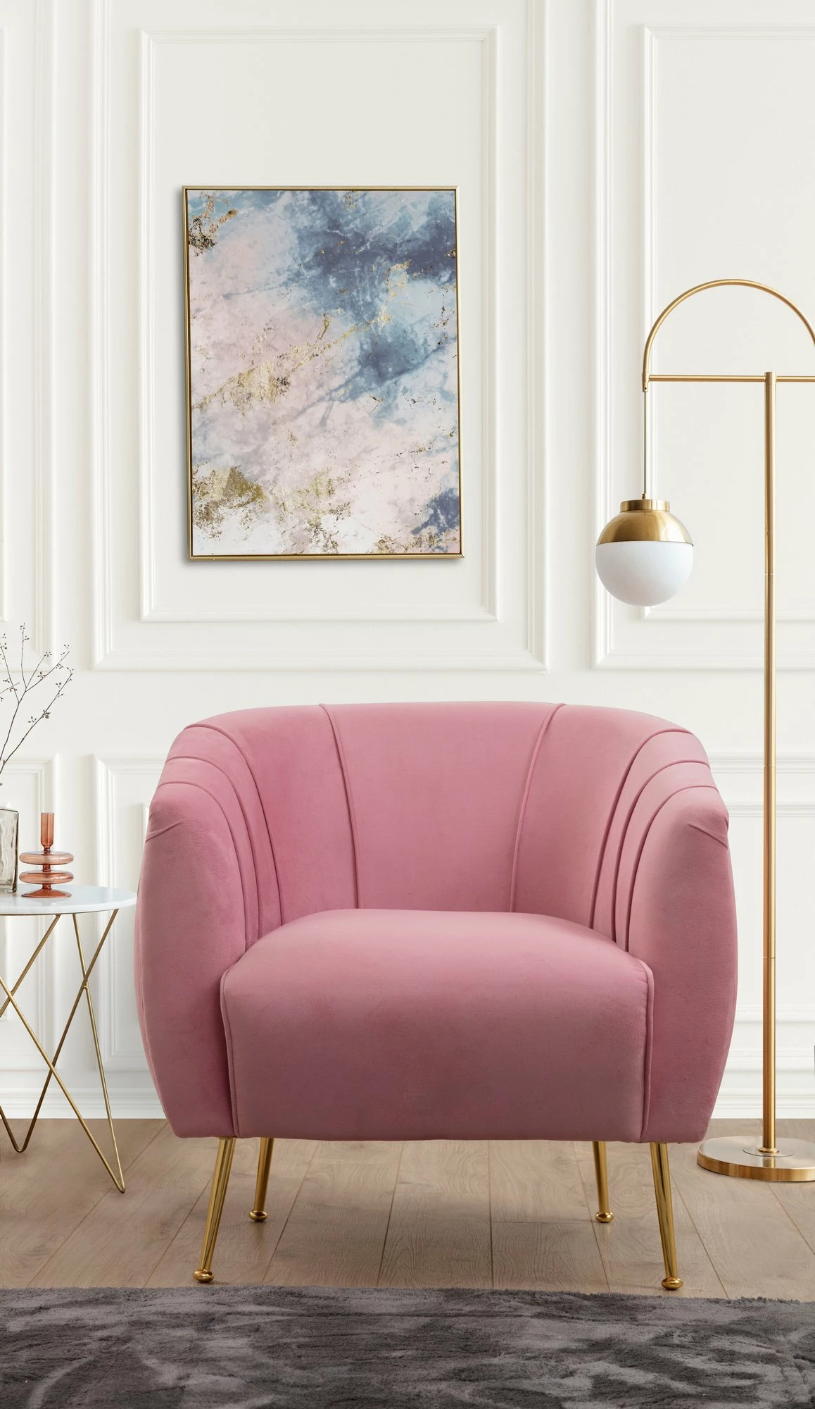 Karrige krahu Atelier del Sofa, ngjyrë trëndafili e zbehtë