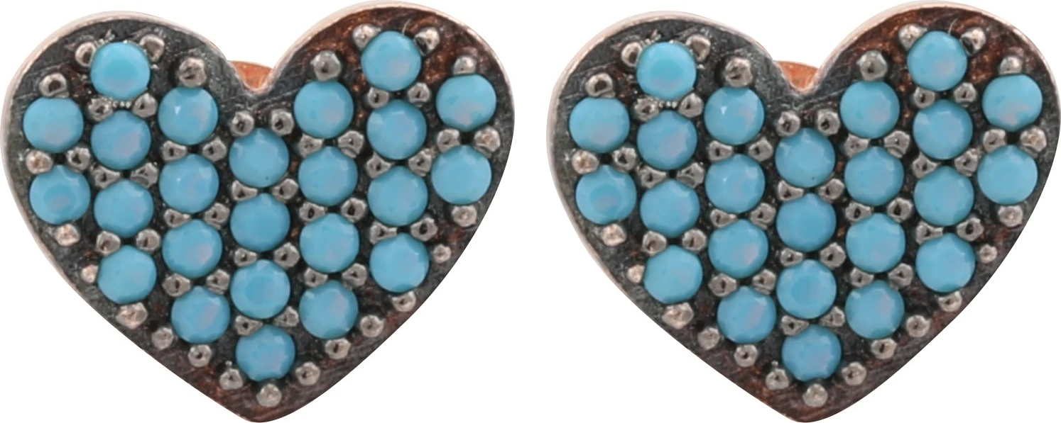 Vathë argjendi Jumeon, ngjyrë rozë ari dhe turquoise, 10795TRK