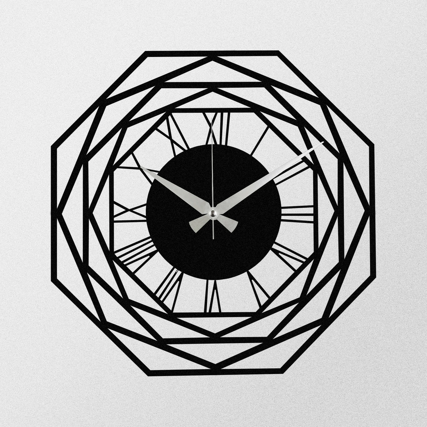 Orë muri dekorative prej metali, Wallity Enzoclock - S012, e zezë, 48x48cm