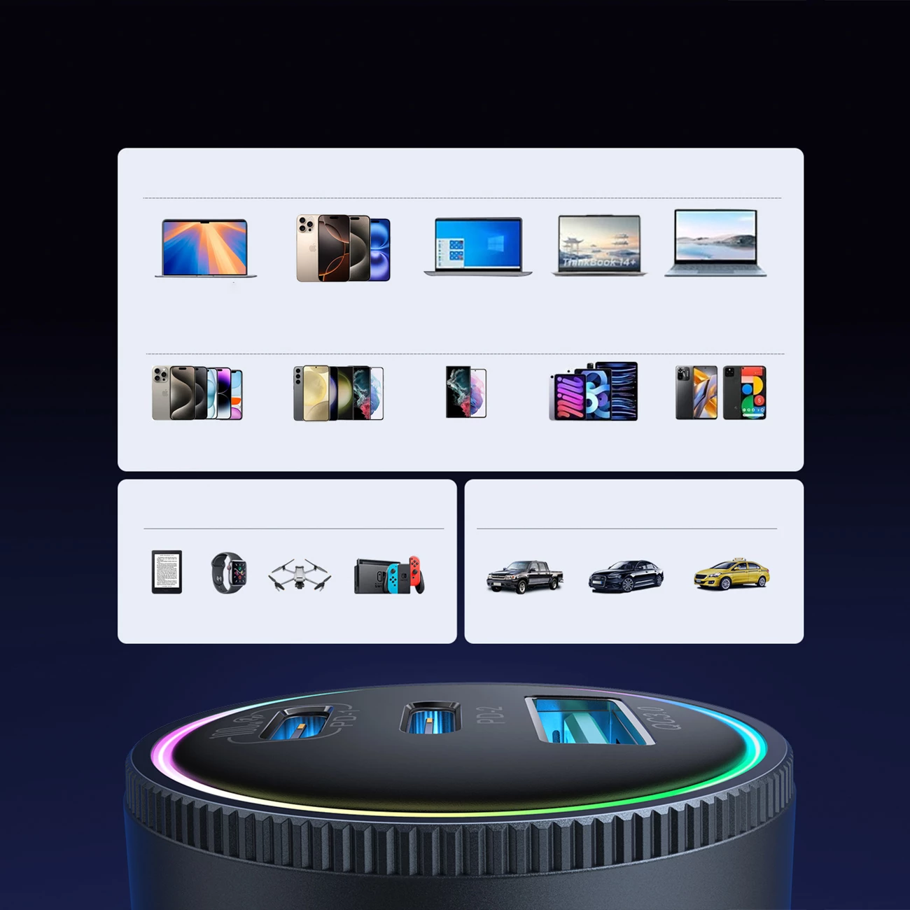 Karikues makine Joyroom JR-CCN07 145W 2xUSB-C + USB-A me kabllo USB-C 100W, gri e errët