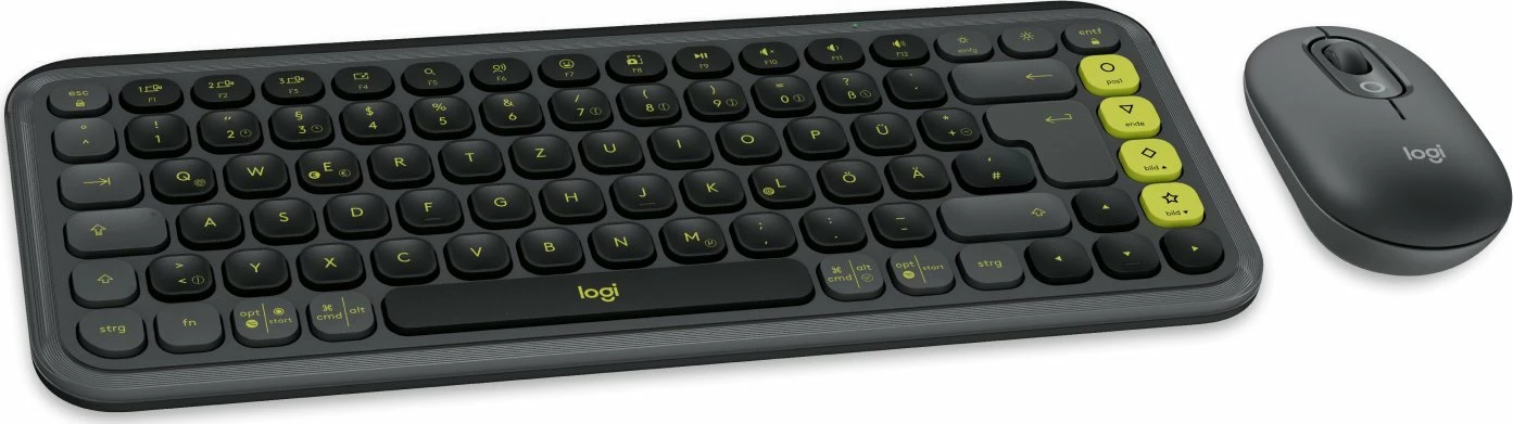 Combo tastierë + maus Bluetooth Logitech POP Icon 920-013106, layout gjerman (DE), pa numpad, Graphite-Green