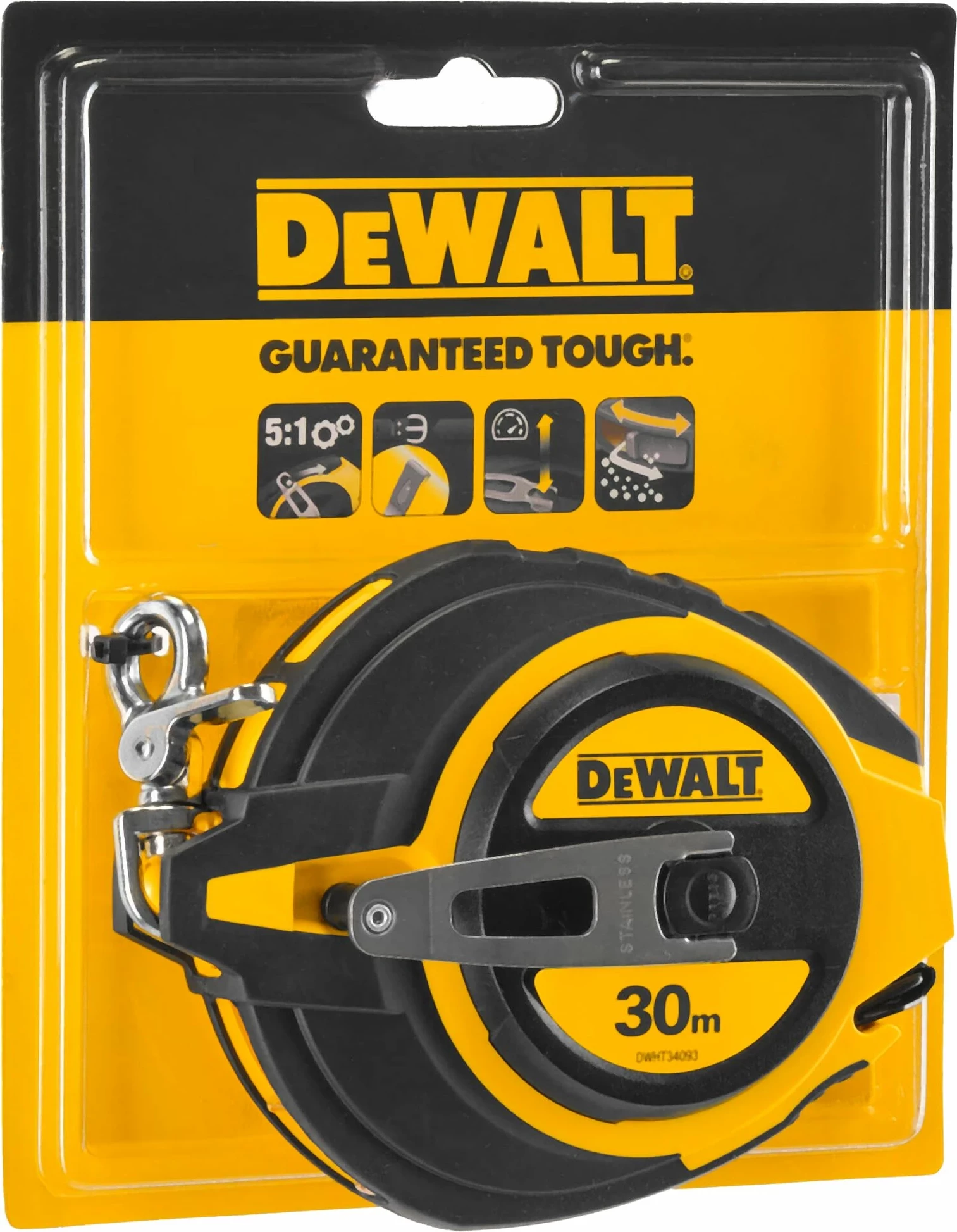 Metër shirit DeWalt DWHT0-34093 30 m x 9.5 mm, verdhë/zi