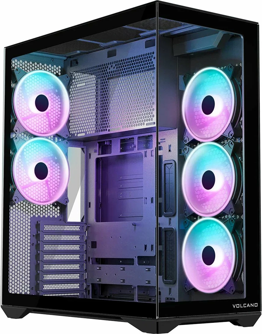Kasë Modecom Volcano Space XL ARGB (AT-SPACE-XL-5F-ARGB-10) Full Tower ATX/eATX, 5x ventilatorë ARGB 140mm, USB-C, e zezë