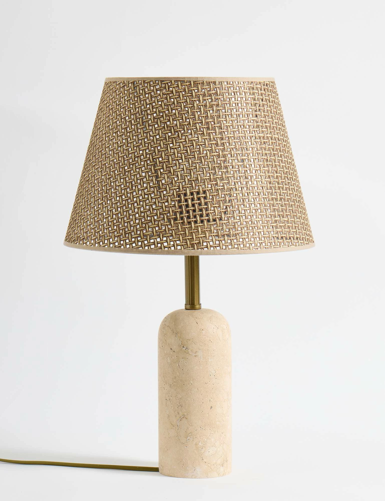 Llambë tavoline Opviq, trup travertini, kapak hasiri