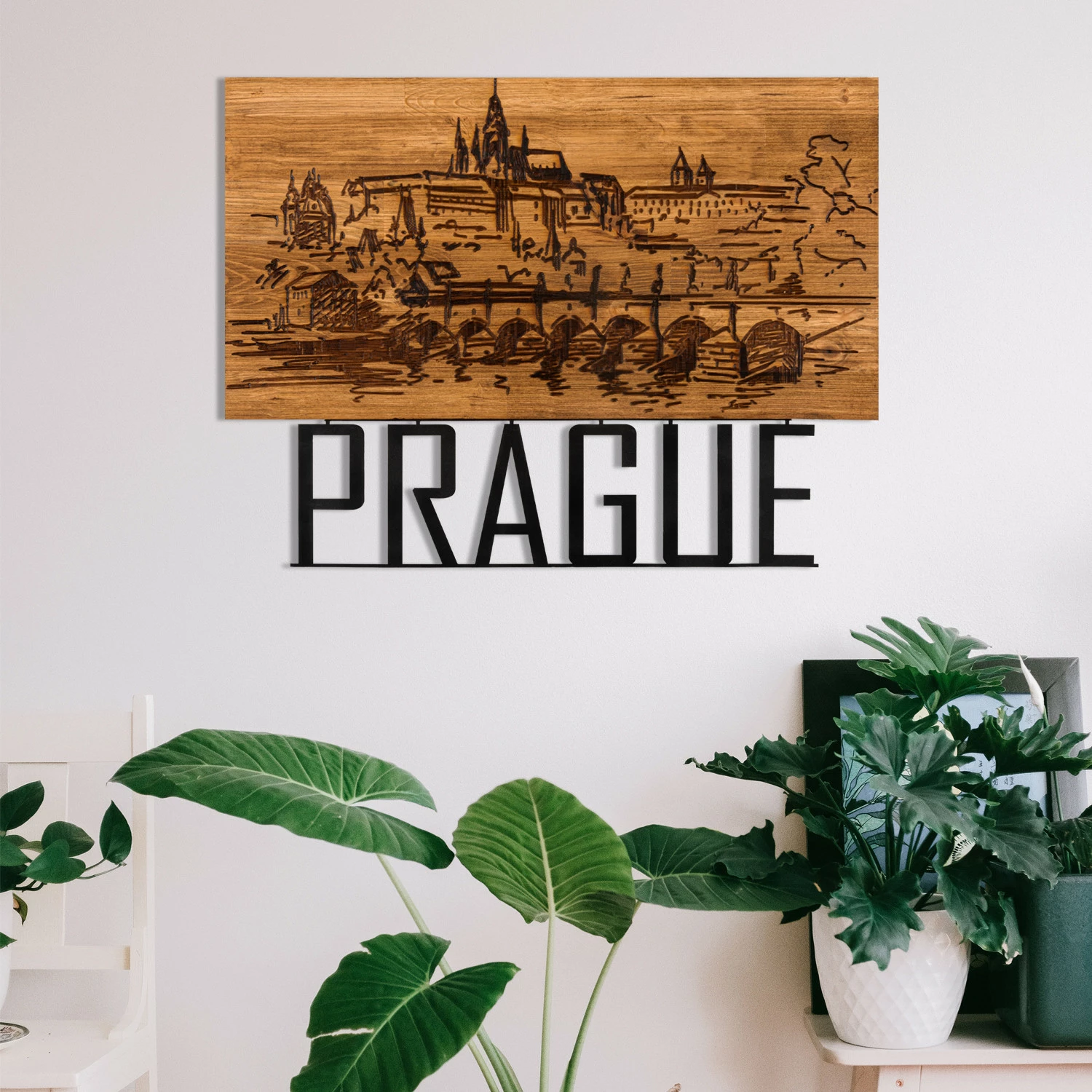 Aksesor dekorativ prej druri për mur, Wallity, Pragë
