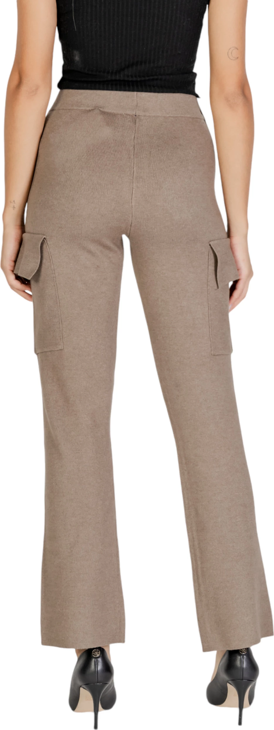 Pantallona Vila Clothes VICASSIE Cargo Knit 14098878 për femra, bezhë e errët [Madhësia: S]