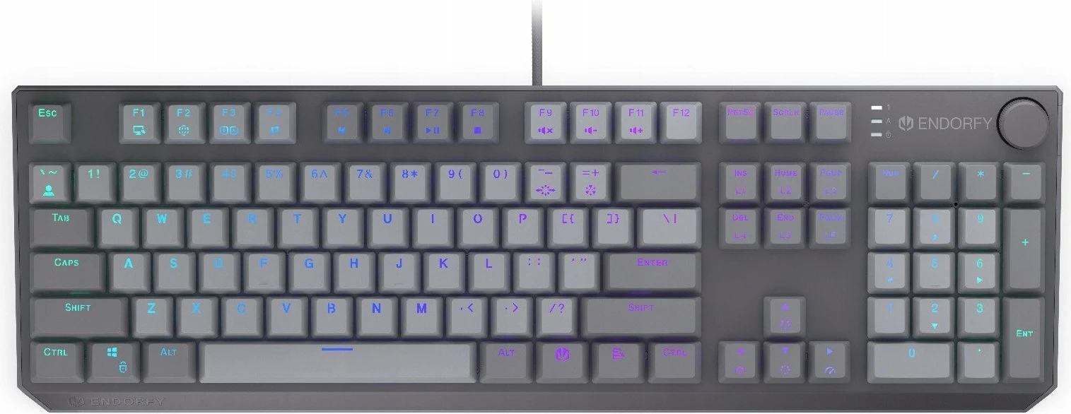 Tastierë mekanike Endorfy Thock V2 EY5A125, 100% full-size, RGB, US ANSI, switch ENDORFY Red, gri, set me 2 switch rezervë