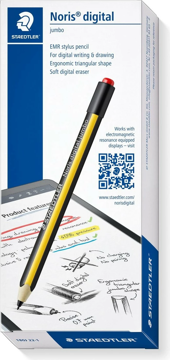 Stylus digital STAEDTLER Noris jumbo, për tablet grafik, zi-verdhë