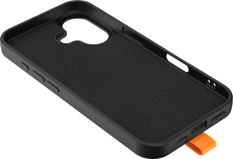 Mbështjellës silikoni mat ONASI për Samsung Galaxy S25 Ultra, me rrip dhe MagSafe, zi-portokalli