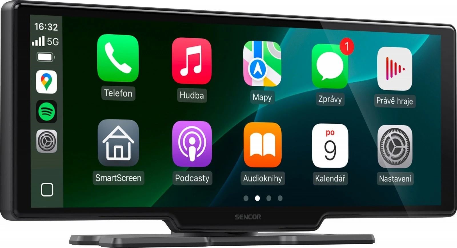 Ekran CarPlay/Android Auto për veturë Sencor SCT M1060BWT, 10.26\" IPS, HD 1060x600, wireless, kamerë mbrapa 1080p, i zi