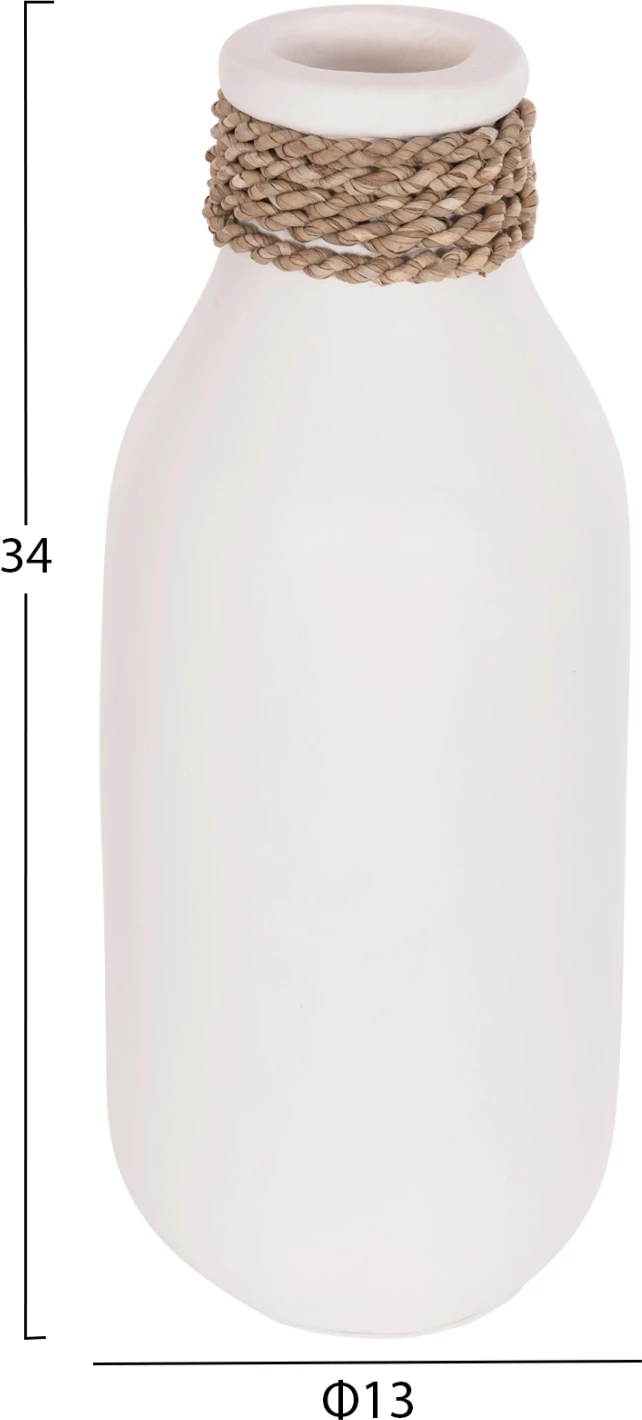 Vazo dekorative tavoline CAMMER, terrakotë e bardhë, FH4687.02M, 13x34cm