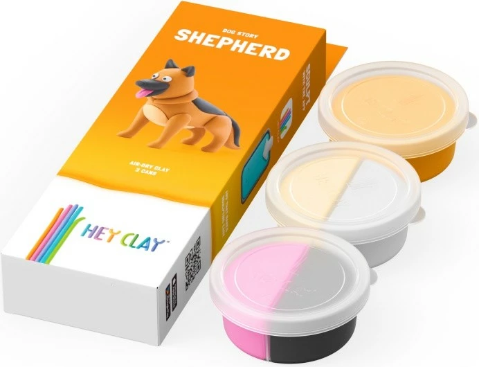 Set modelimi Hey Clay, Tm Toys, German Shepherd, 5 ngjyra