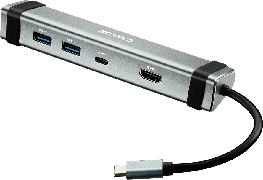 Hub USB-C CANYON DS-3 4n1 me HDMI, 2x USB 3.0, USB-C PD, Space Gray