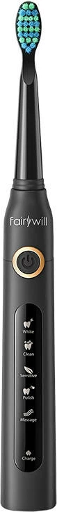 Set furça dhëmbësh sonike FairyWill FW-507, 2 copë, 8 koka zëvendësuese, e zezë dhe e bardhë, me kuti udhëtimi