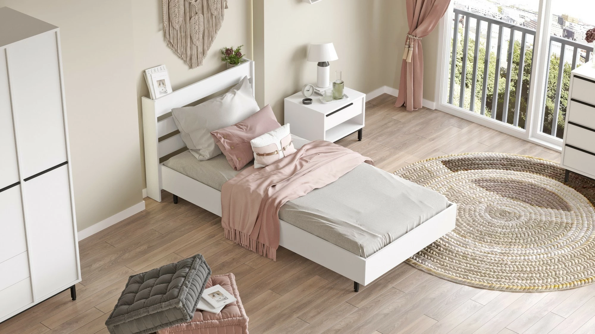Krevat tek Skye Decor, ngjyrë e bardhë, On13-W