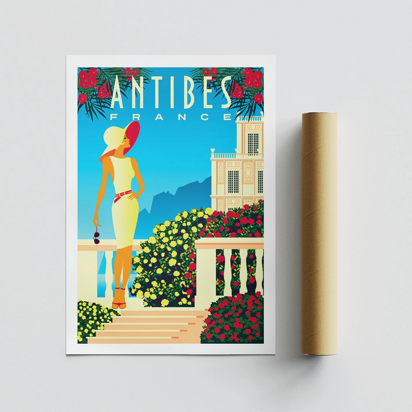 Poster A3, Antibes - 1977, shumëngjyrësh