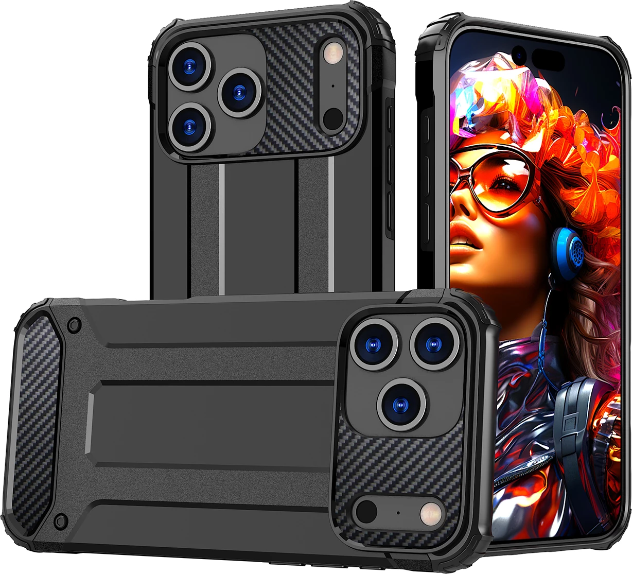Mbështjellës Hurtel Hybrid Armor për iPhone 17 Pro, i zi