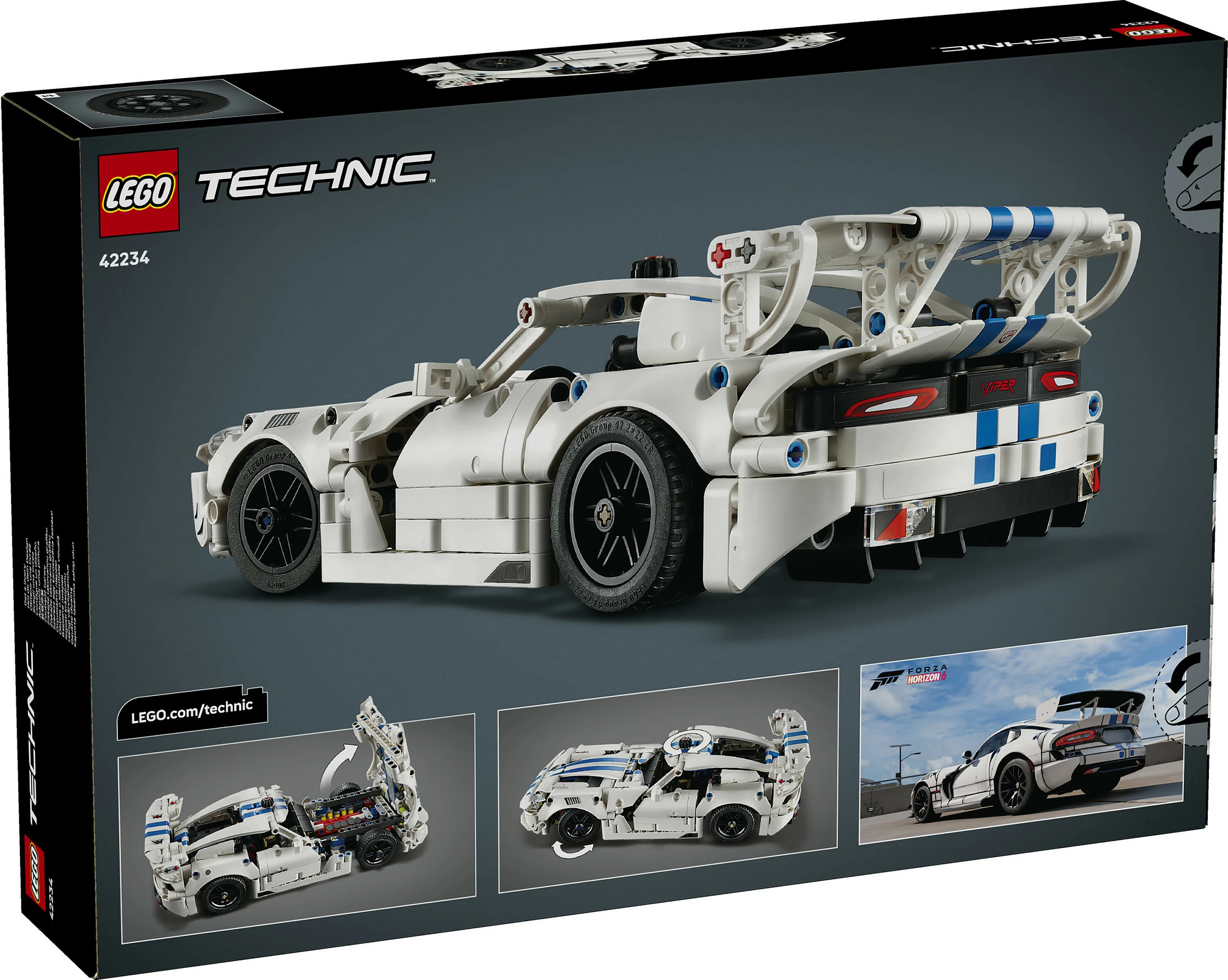 Set LEGO Technic Dodge Viper GTS-R 42234, 805 copë, 10+, bardhë/kaltër