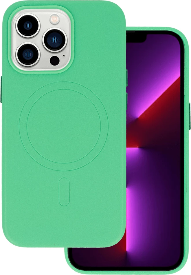 Mbështjellës ONASI Leather Silicone MagSafe për iPhone 14, mint