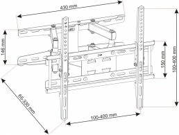 Mbajtëse muri për TV Art AR-50 23"-60", deri 45 kg, VESA deri 400x400, e zezë