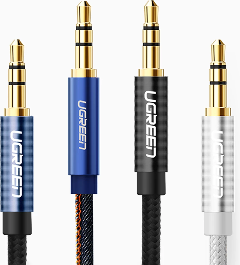 Kabllo audio AUX Ugreen AV112, 0.5m, mini jack 3.5mm, këndore, Blu