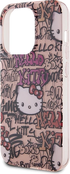 Mbështjellës Hello Kitty IML Tags Graffiti për iPhone 14 Pro, Rozë