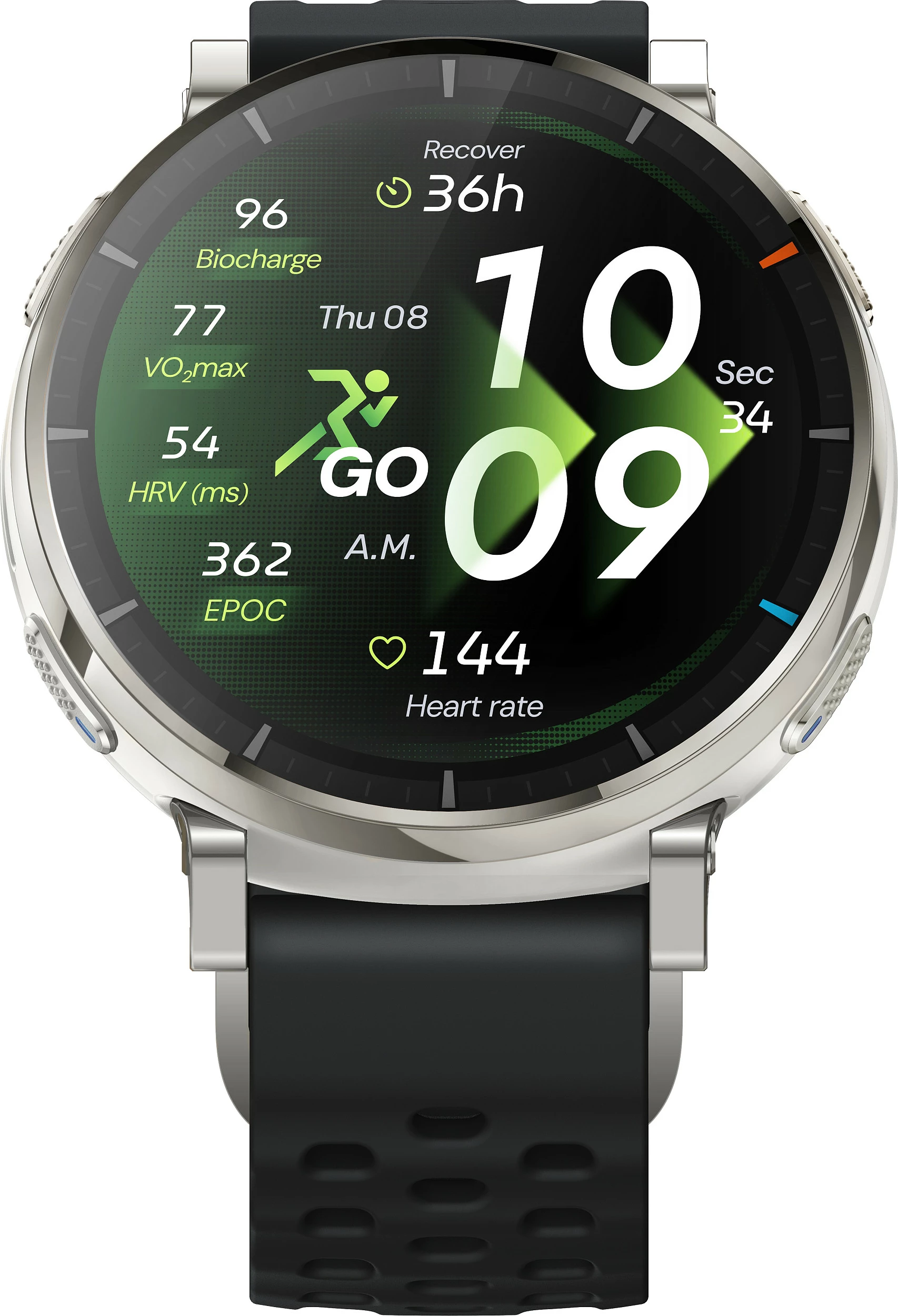 Smartwatch AMAZFIT Active 3 Premium, AMOLED 1.32 inç, NFC, GPS, 5 ATM, rrip i zi, kasë ari