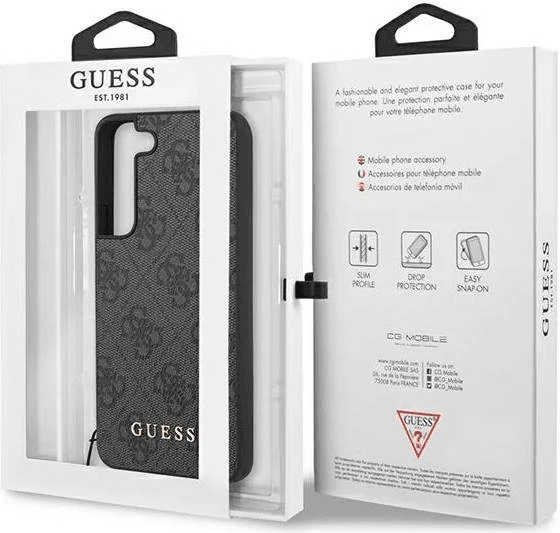 Mbështjellës silikoni Guess GUHCS23SGF4GGR për Samsung Galaxy S23 5G, gri