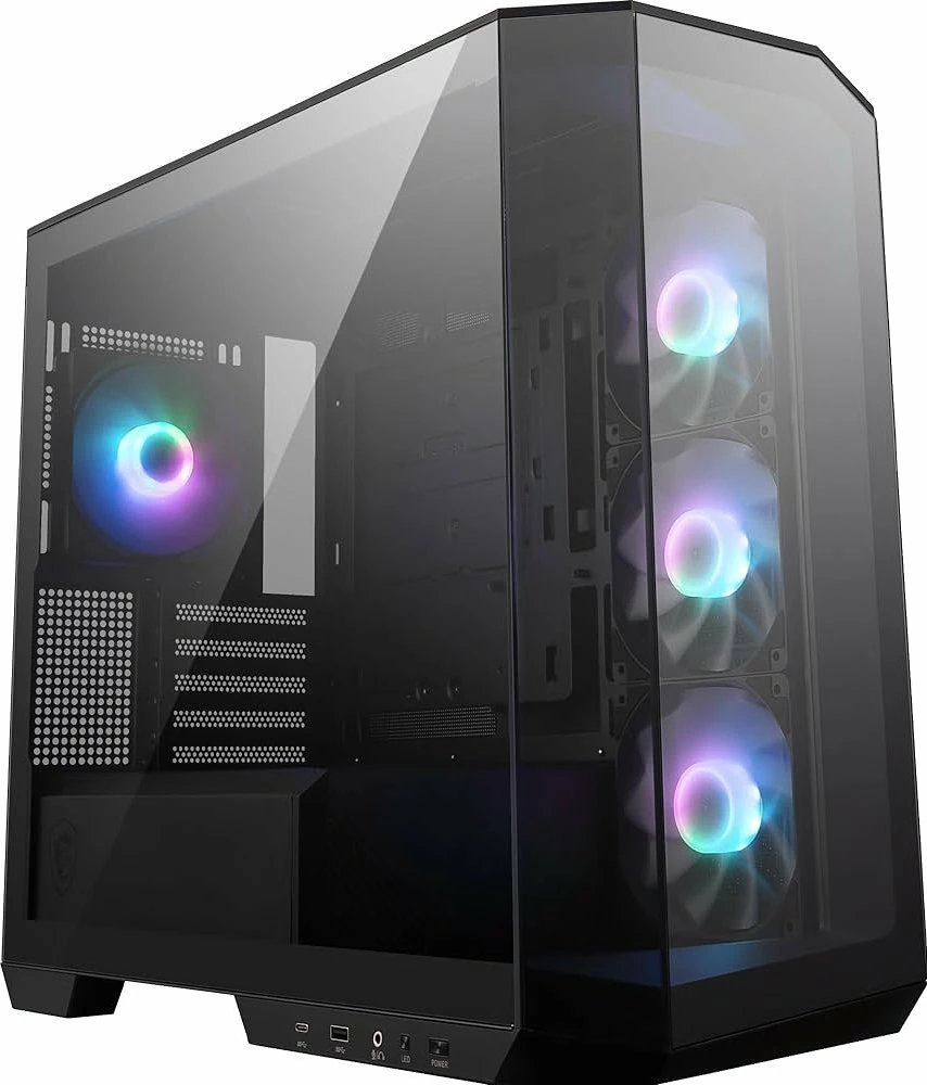 Kasë MSI MAG Pano M100R PZ ARGB, Mini Tower mATX/ITX, USB-C, pa PSU, e zezë