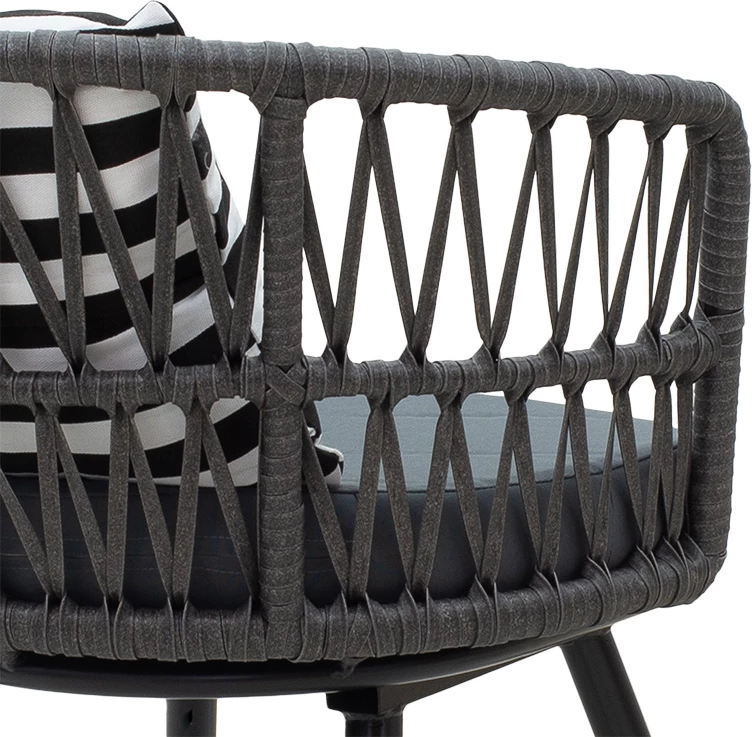 Karrige Naoki metalike, e zezë-pe gri, jastëk i zi/bardhë