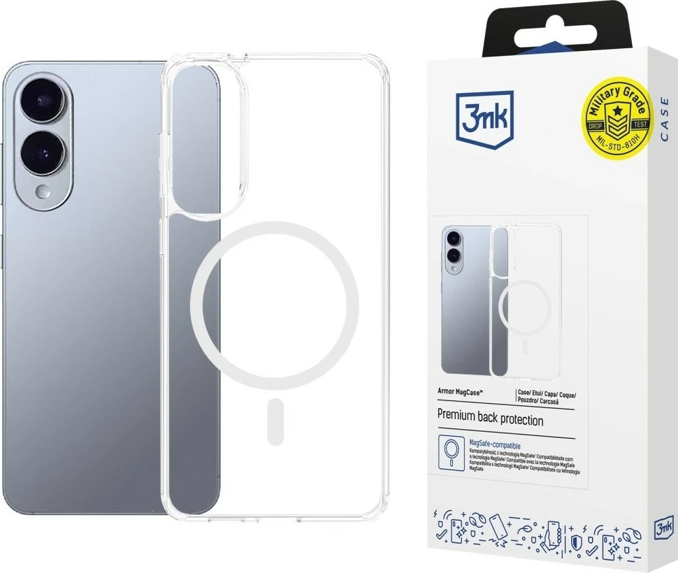 Mbështjellës 3MK Armor MagCase për Samsung S25 Edge, MagSafe, Transparent