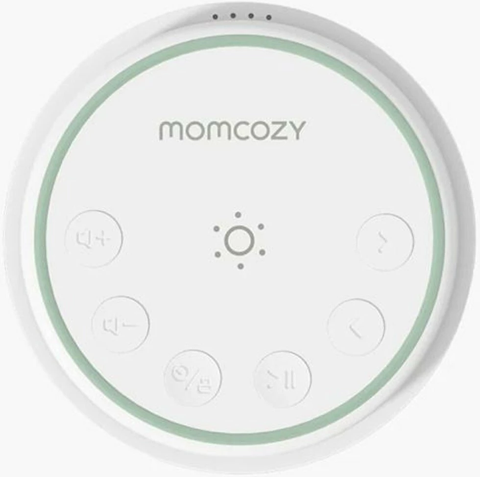 Aparat portativ me zhurma për bebe Momcozy WN007-GW00BA, 20 tinguj, bateri 1200mAh, dritë nate me prekje, e bardhë/jeshile mente