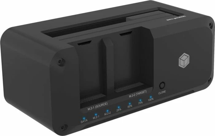 Stacion dockimi dhe klonimi ICYBOX IB-2924MSCL-C31, 3 slota (2× M.2 NVMe + 2.5/3.5" SATA), USB-C/USB-A USB 3.2 Gen2 10 Gbit/s, i zi