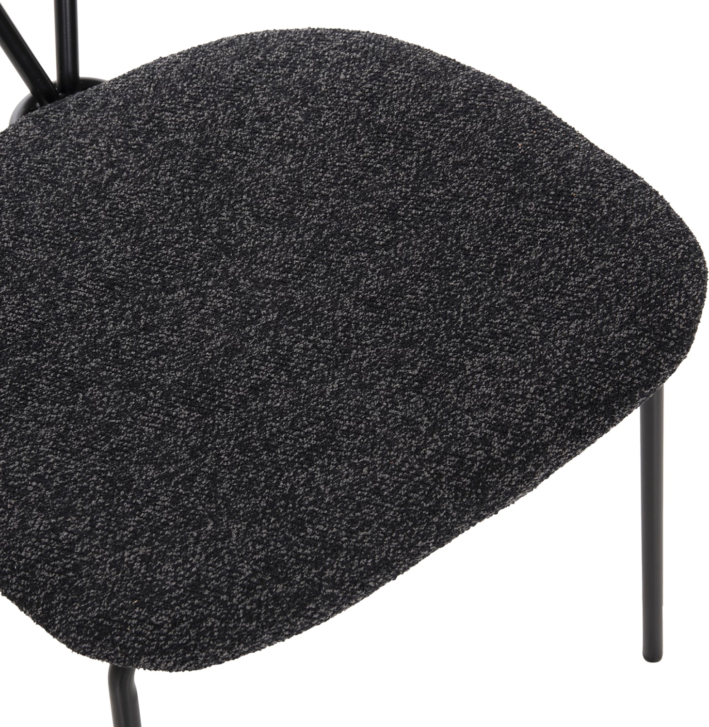 Karrige ngrënieje DORY, kornizë metalike e zezë, pëlhurë gri e errët, 48,5x61x76H cm., set prej 4 copash