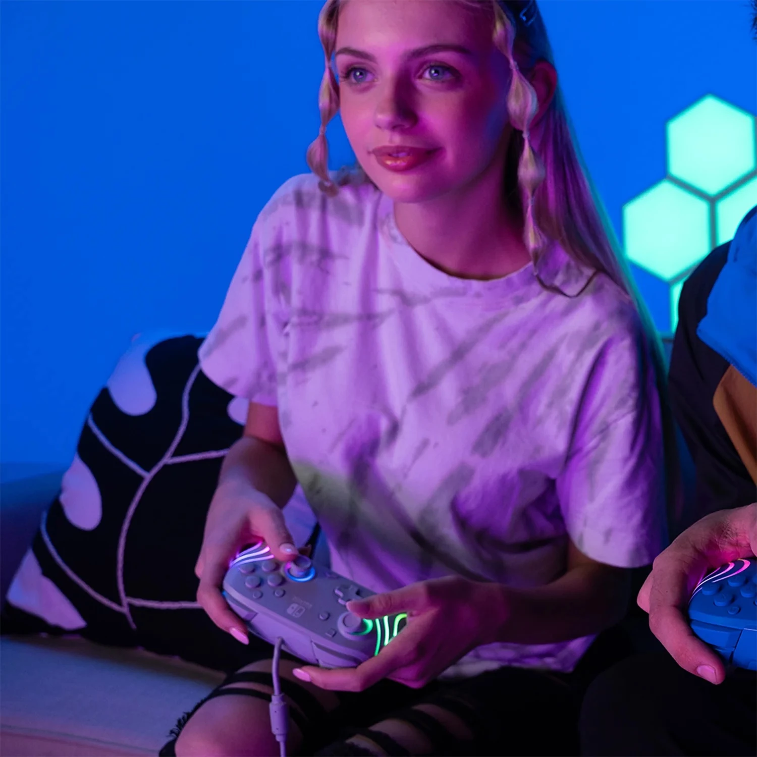 Kontrollor me kabllo PDP Afterglow Wave për Nintendo Switch/Switch OLED, gri