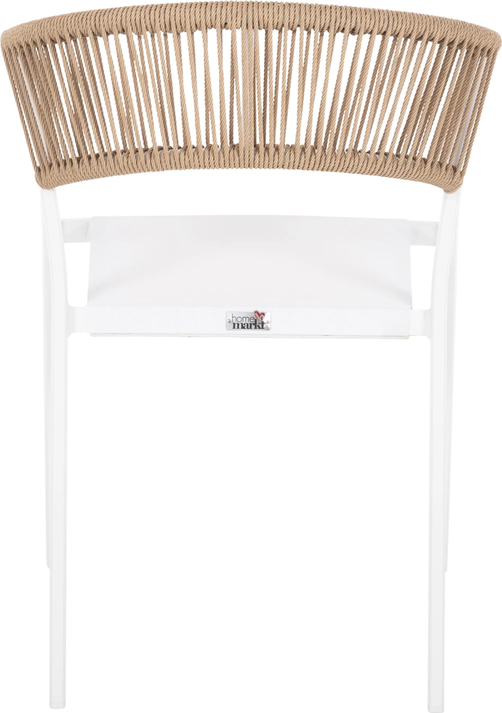 Karrige alumini FH5891.22, kornizë e bardhë dhe tekstil, mbështetëse ratan bezhë, 57x63x82H cm