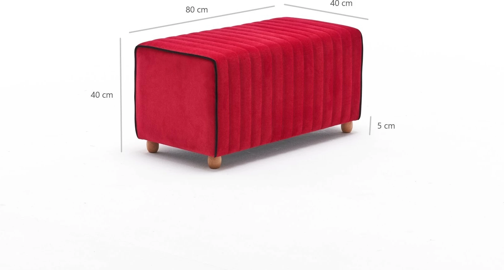 Puf Mabel, kadife e kuqe, Atelier del Sofa, 80x40x40cm