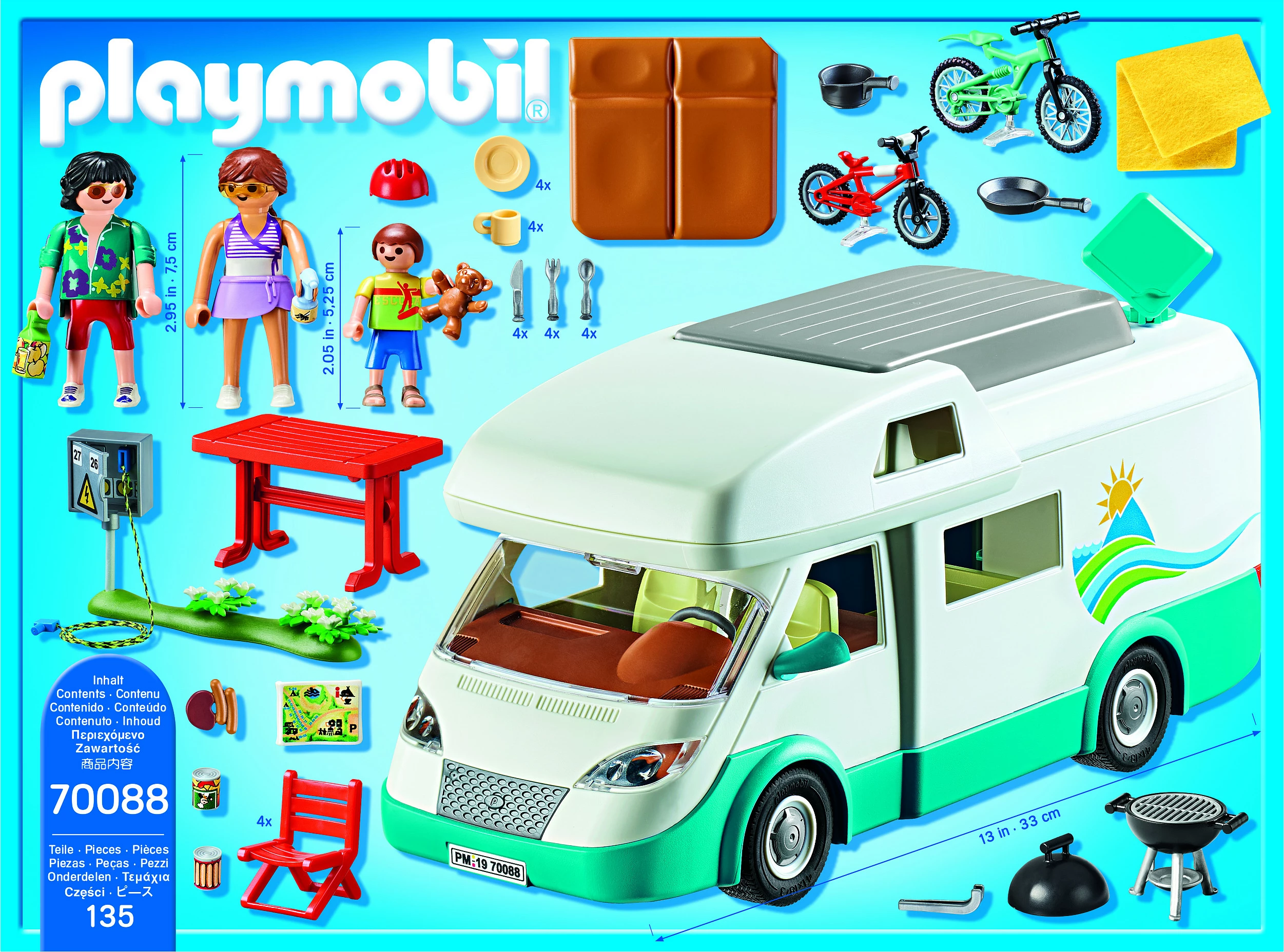 Set lodër Playmobil Family Fun 70088 Wohnmobil familjar, 58 pjesë, 4+, bardhë/tyrkiz