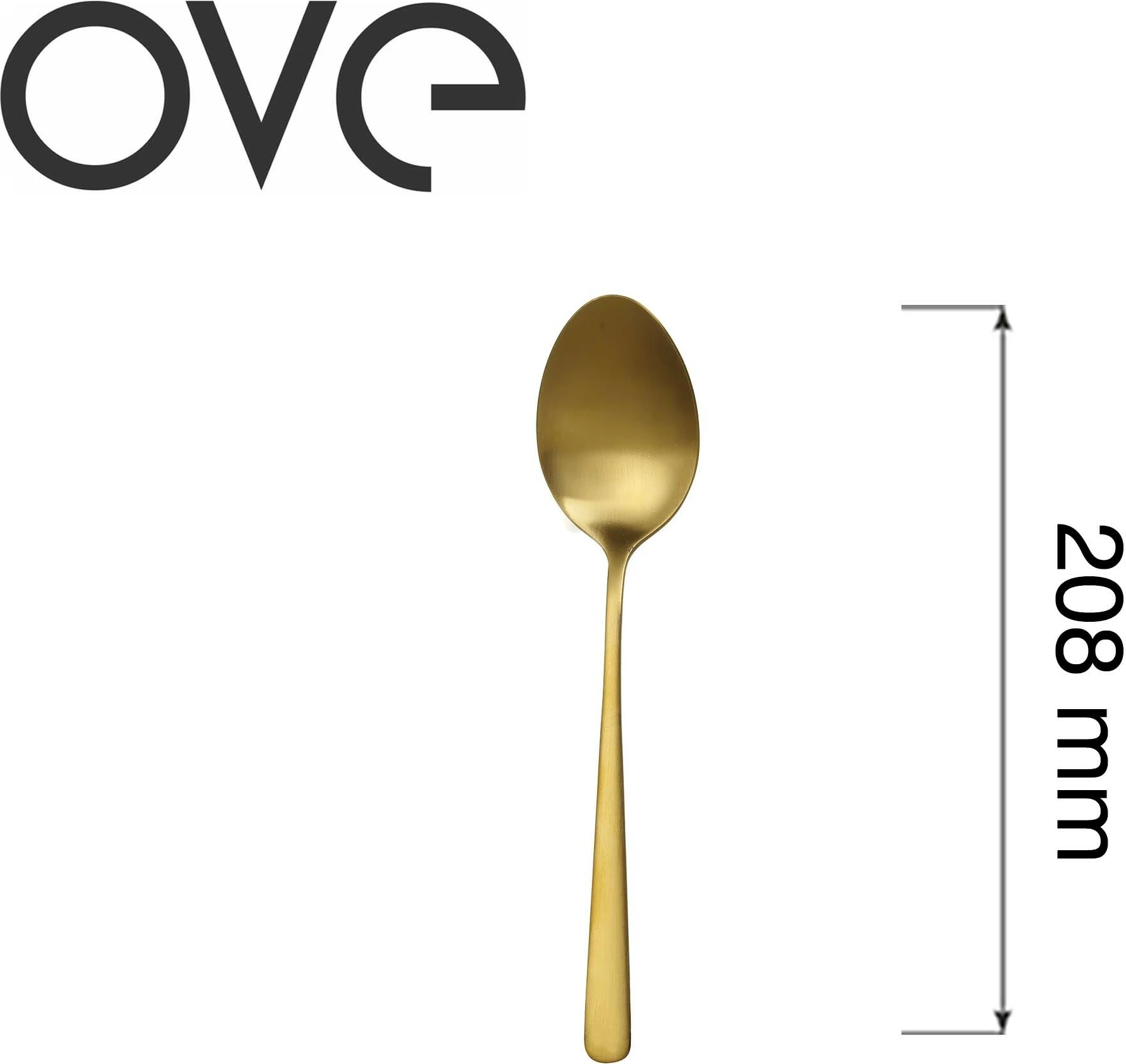Lugë tavoline OVE Fjord Gold 208 mm, inox 18/0, set 12 copë, e artë