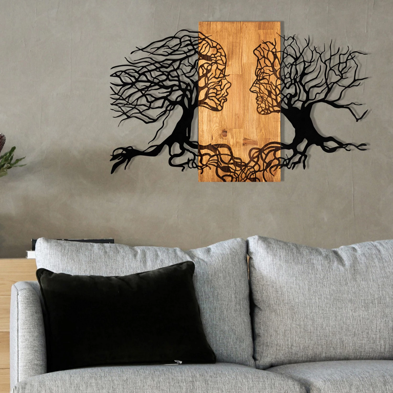 Dekor muri Illusion, metal i zi, dru, 92x3x58cm