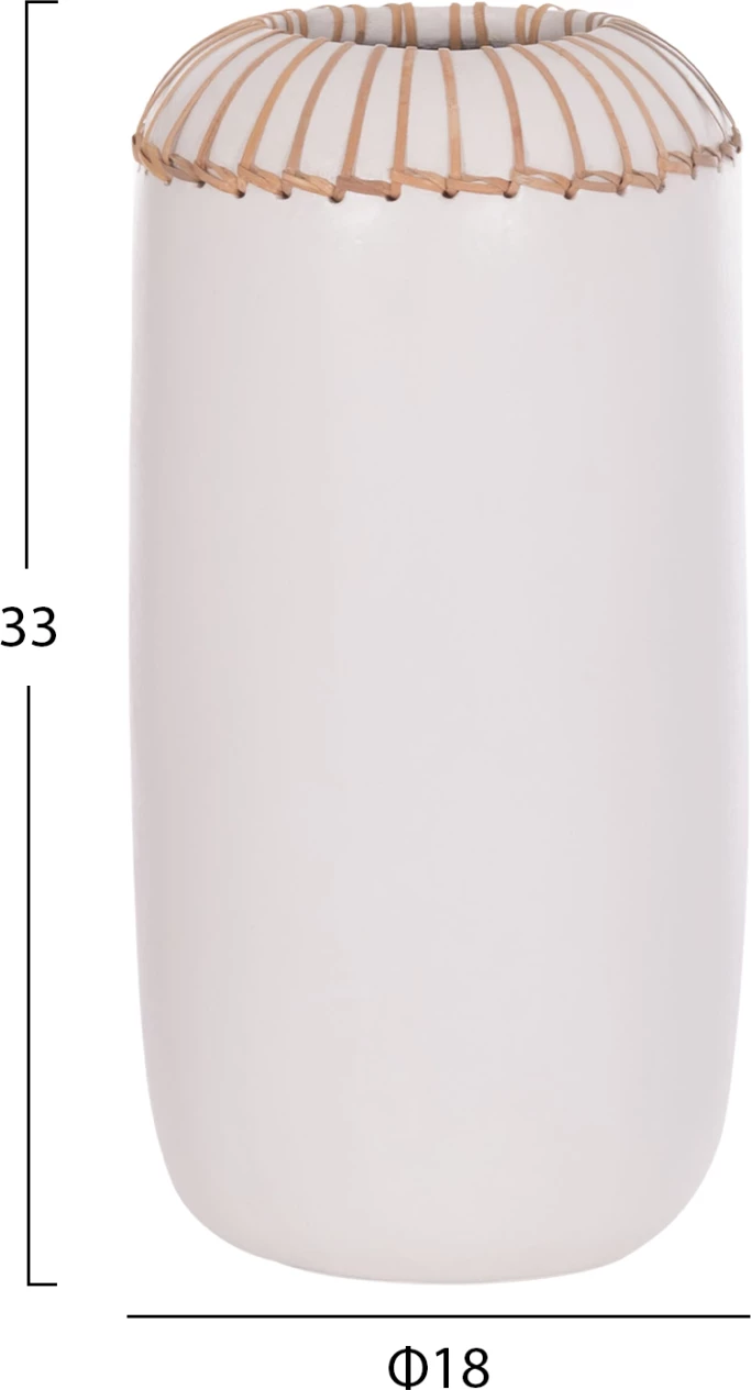 Vazo dekorative tavoline Lennox, terrakotë e bardhë, FH4675.02S, 18x33cm