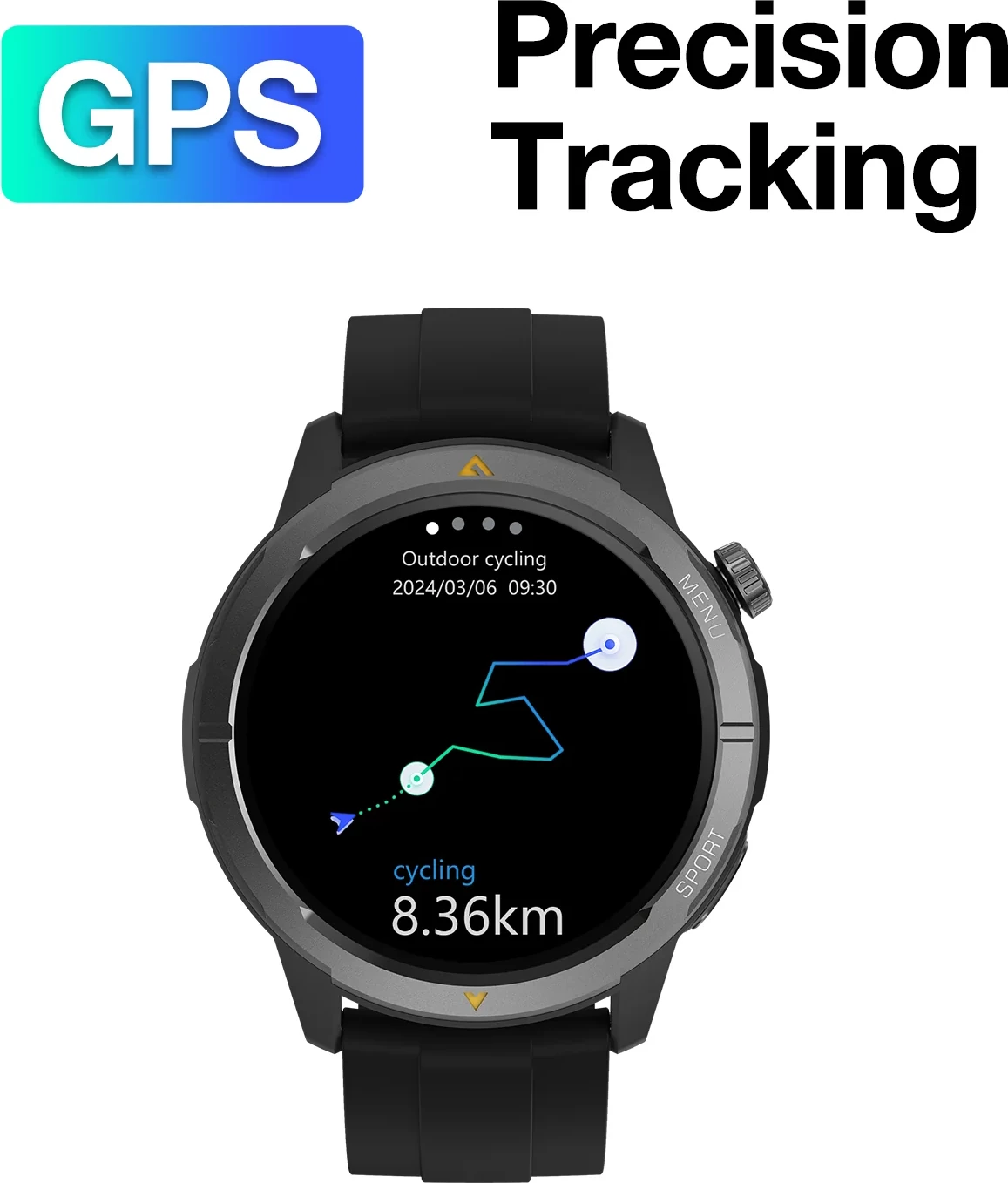 Smartwatch AGM Legion MPN 23882, 1.43\" AMOLED, GPS, 5ATM, IP67, MIL-STD-810H, e zezë