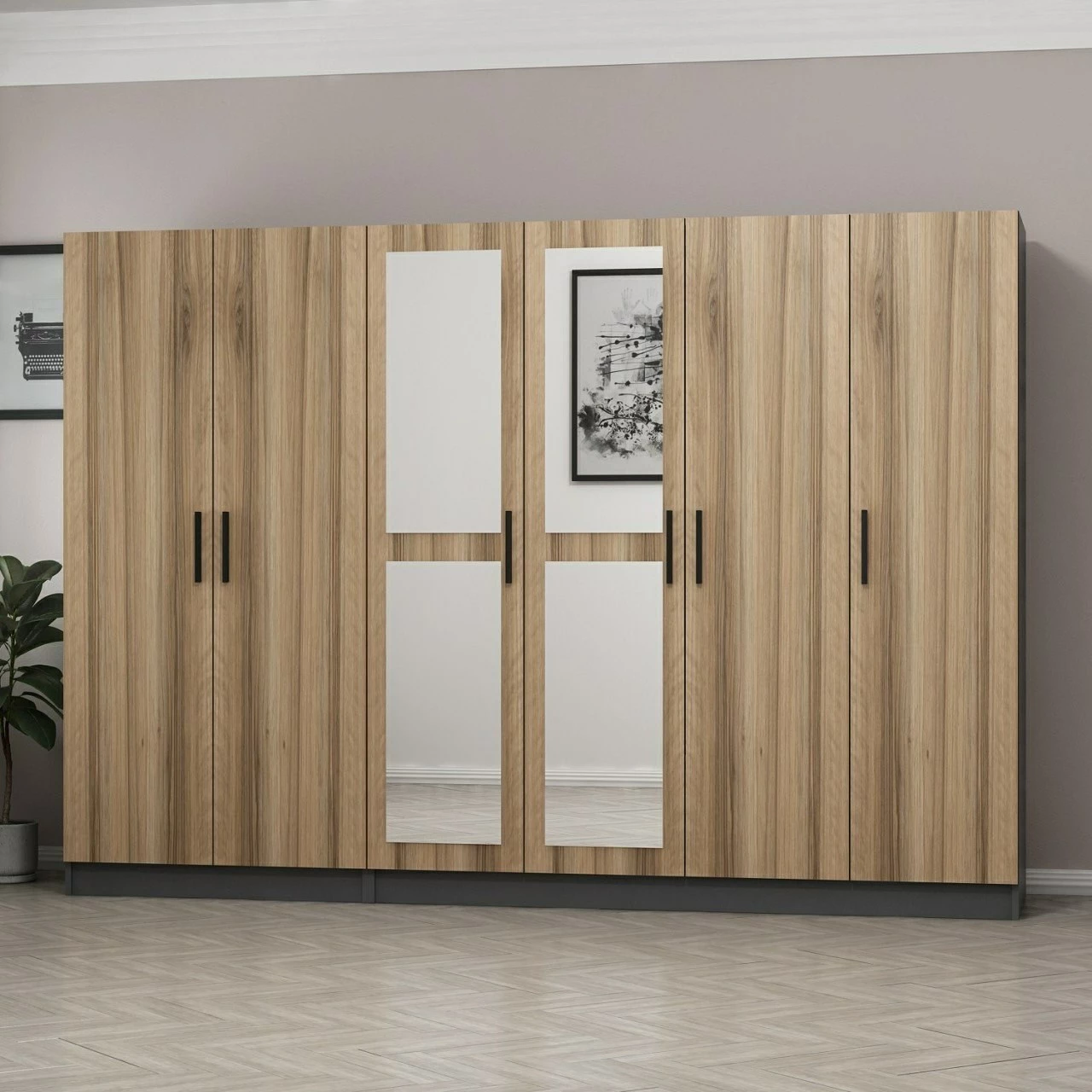 Dollap garderobe, ngjyrë dore, Skye Decor, 270x210x52cm