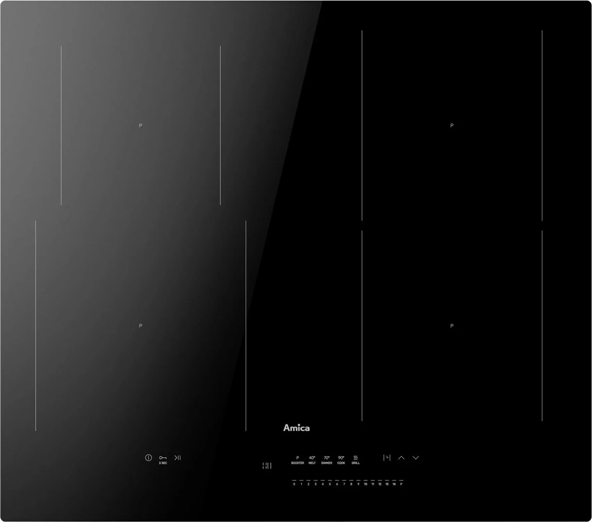 Pllakë induksioni Amica PIM6541PHTSUN 3.0, e zezë, 4 zona