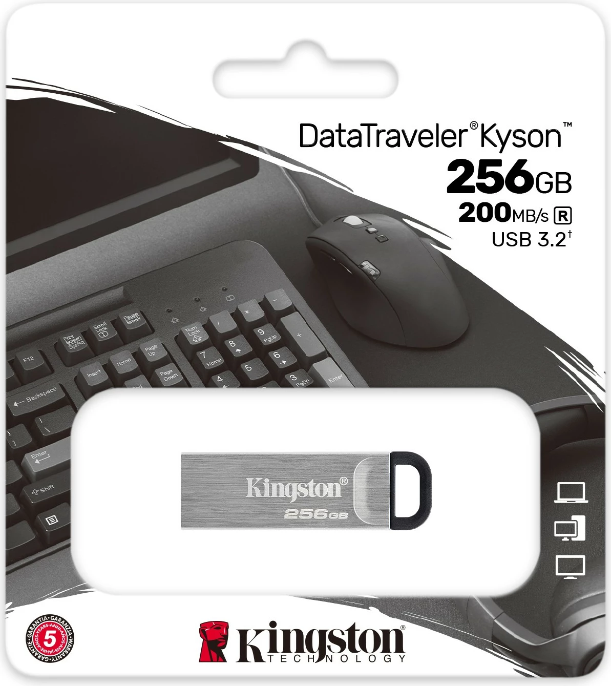 USB Flash Drive Kingston DataTraveler Kyson 256GB, USB Type-A, 3.2 Gen 1