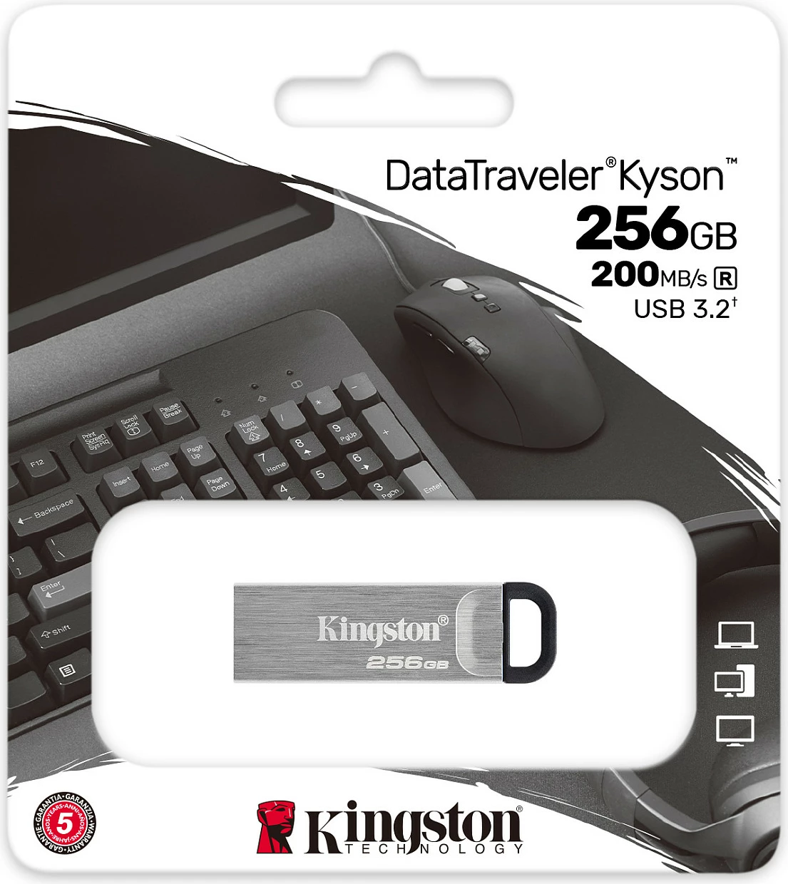 USB Flash Drive Kingston DataTraveler Kyson 256GB, USB Type-A, 3.2 Gen 1