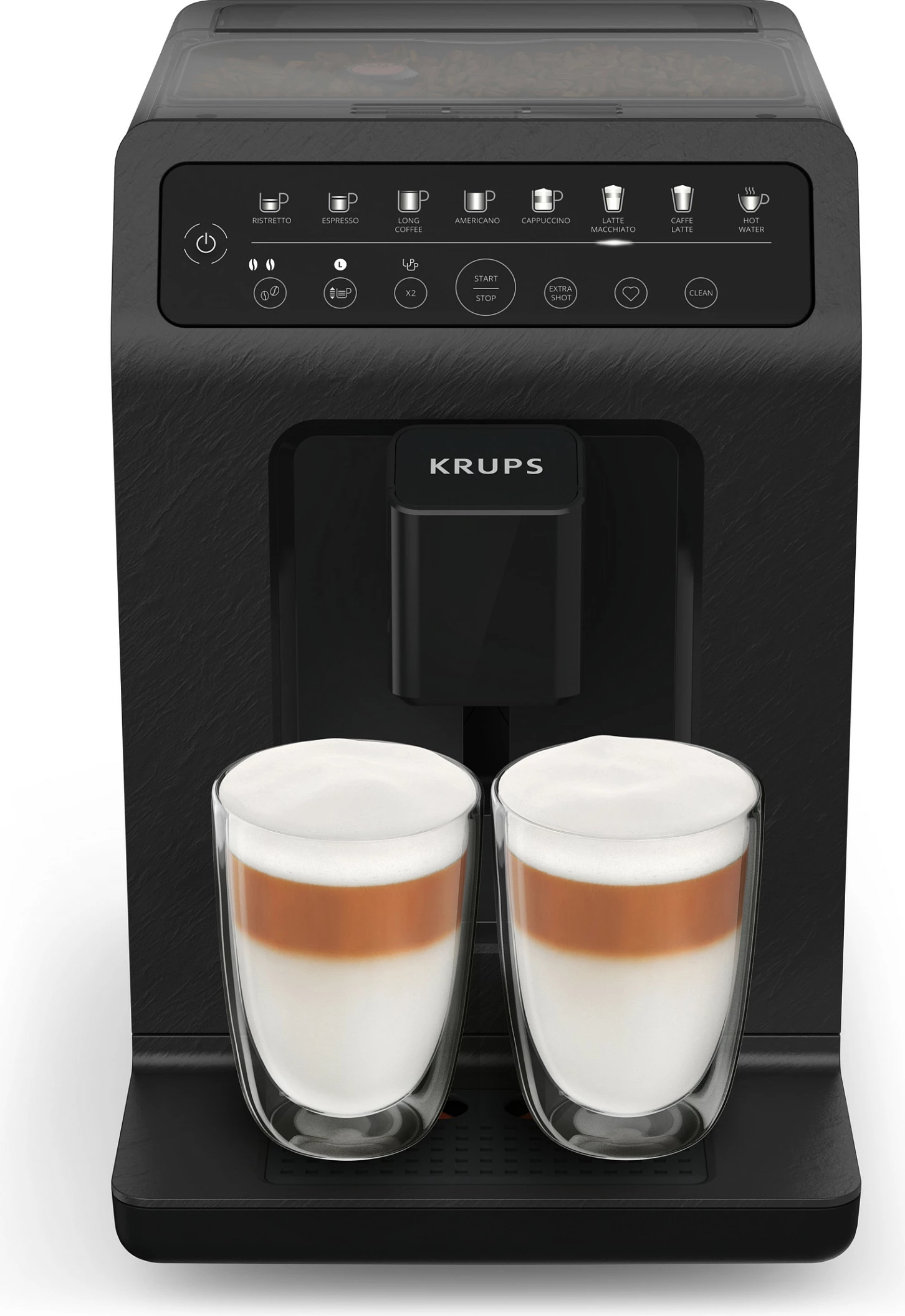 Aparat kafeje fully-automatik Krups Evidence ECOdesign, me mulli të integrum, 260 g, 2 filxhana, Slate